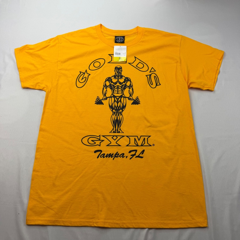 Gold's Gym T-Shirt Mens Large Gold Tampa FL Graphic Logo Tee XTBT-1 NEW
